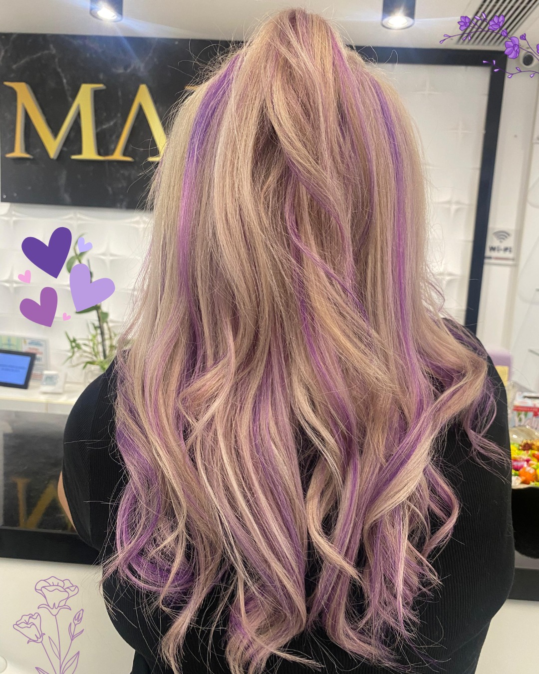 Suvițe colorate lila și auriu